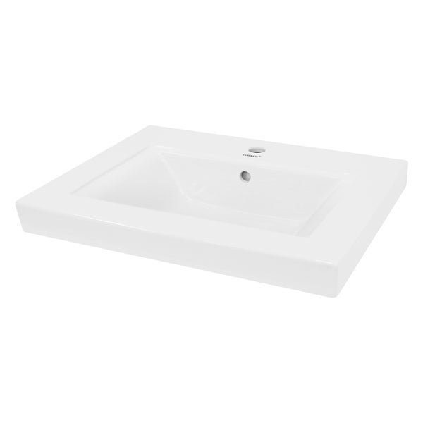 ECD Germany Waschbecken Waschtisch 605 x 465 x 160 mm Keramik Weiß Einbaubecken Einbauwaschbecken Handwaschbecken Einbauwaschtisch Aufsatzwaschbecken Spülbecken Wasserfall Waschschale Waschschüssel
