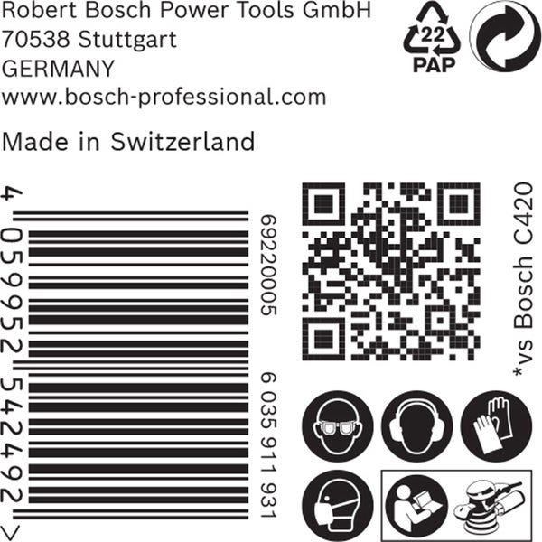 Bosch 50x Expert C470 Schleifpapier mit 8 Löchern für Exzenterschleifer 125 mm G 100 - 2608900911