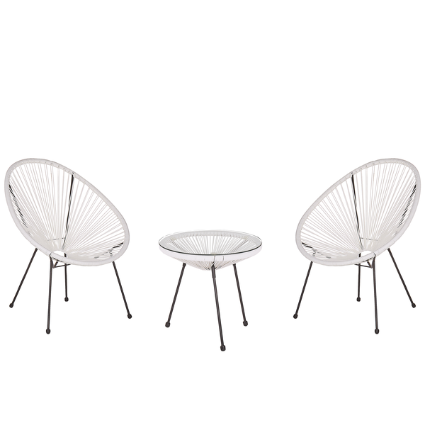 Bistro Set ACAPULCO II Polyrattan Weiß