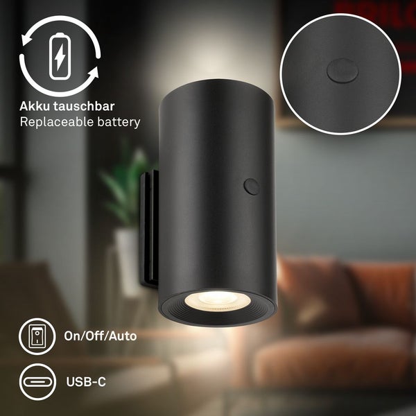 LED Wandleuchte Wandlampe ohne Stromanschluss Bewegungsmelder Akku ohne Bohren