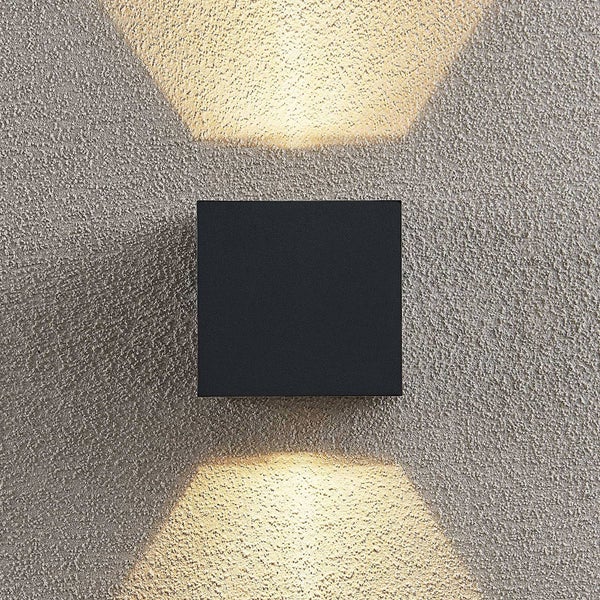 Lindby LED Wandleuchte außen Zavier (spritzwassergeschützt (Modern) in Schwarz aus Aluminium (1 flammig, ) - Außenwandleuchten Wandlampe Led Außenlampe Outdoor für Außenwand/Hauswand