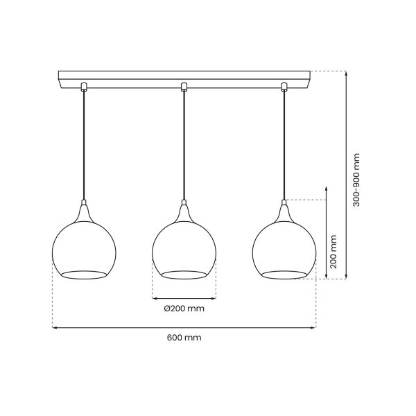 Pendelleuchte Hängeleuchte Mariopa P3 Silber 3 x E27 Metall + Glas 60 cm 11163