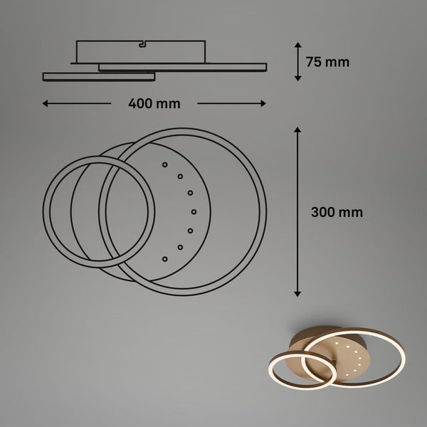 LED ceiling light with LED dots,brown-gold,LED/26W