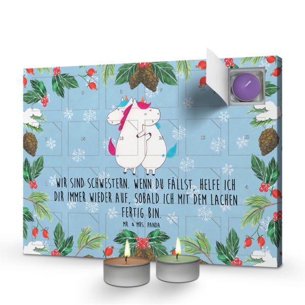 Mr. & Mrs. Panda Duftkerzen Adventskalender Einhörner Umarmen - Blau Pastell