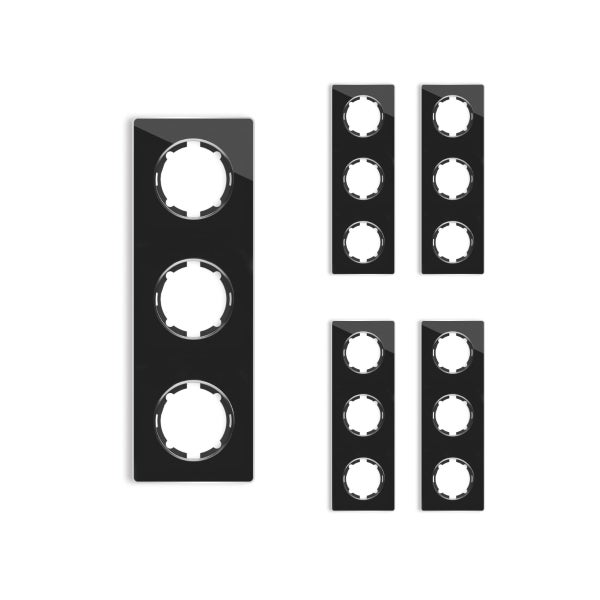 Set aus fünf Abdeckrahmen für Schalterserien, vertikal für drei Steckdosen oder Schalter, Design in Glasoptik