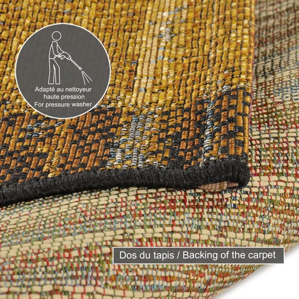 Gewebter Outdoorteppich mit abstrakten Muster Auora Gold 60x100 cm