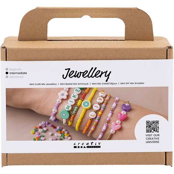 Creativ Company DIY Sets Beads Mini Kreativ Mix Schmuck, Farbenfrohe Armbänder, Kreativ Box