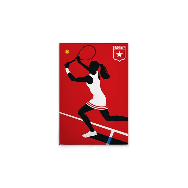 Illustration einer Tennisspielerin mit Schläger auf dem Tennisplatz
