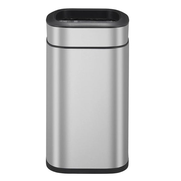 PROREGAL Rechteckiger Abfalleimer Aus Gebürstetem Edelstahl Mit Offener Einwurfsöffnung 20 Liter HxBxT 43 x 35,5 x 22,5 cm Silber