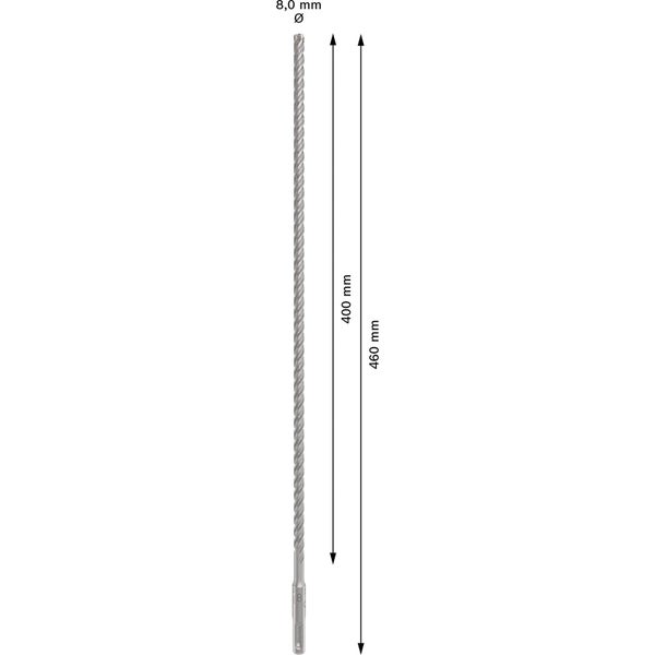 Steinbohrer mit 8 Millimeter Durchmesser und 460 Millimeter Länge
