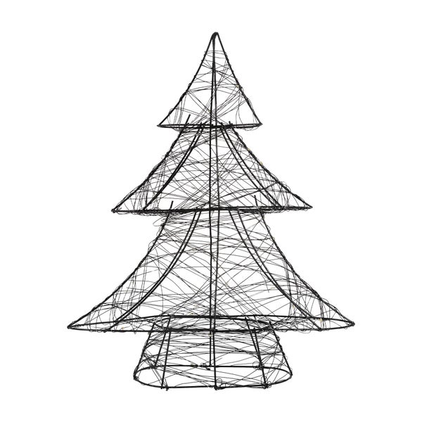 ECD Germany LED Deko Baum Weihnachten mit 30 warmweißen LEDs, 40 cm hoch, Metall, Schwarz, Weihnachtsbaum mit Beleuchtung & Timer, Innen, batteriebetrieben, Lichterbaum Tanne stehend Weihnachtsdeko
