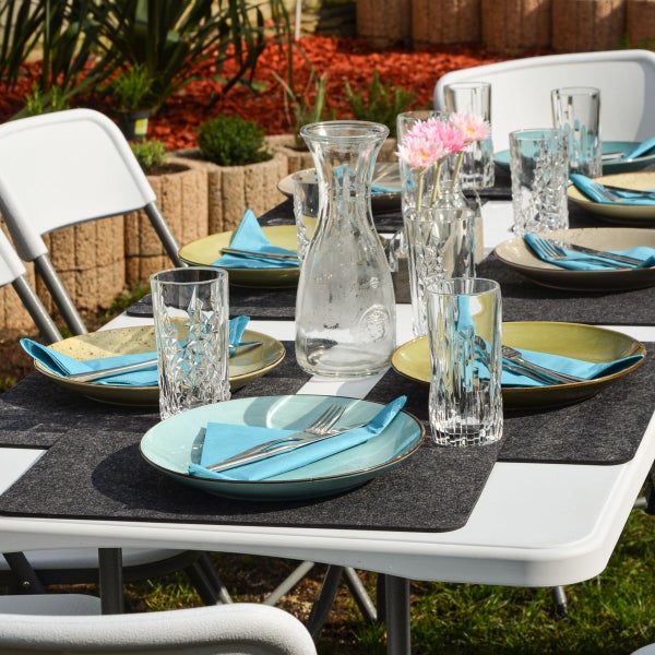 AMANKA Garten Sitzgruppe - 180 cm Tisch mit 6 Stühlen - Gartenmöbel Set Klappbar - Essgruppe Weiß