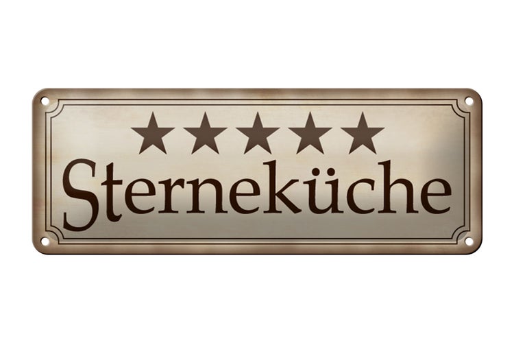 Blechschild Spruch 27x10 cm 5 Sterneküche Dekoration Koch Küche