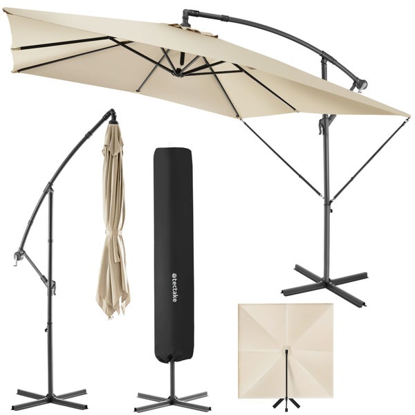 Sonnenschirm  tectake Apollon inkl. Windsicherung und Schutzhülle 250 x 250 cm  beige