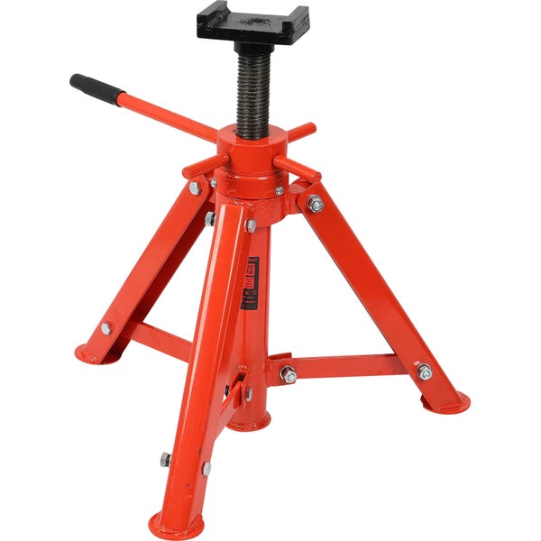 KS Tools Unterstellbock mit drei Füßen, höhenverstellbar durch Gewindespindel, Material aus robustem rotem Stahl.