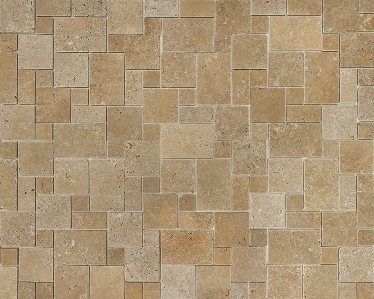 Wohnrausch Natursteinmosaik Travertin NOCE Mini Römischer Verband 35 x 35 cm, getrommelt, braun