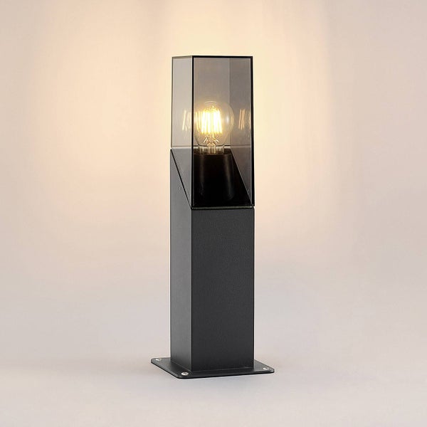 Lucande Außenleuchte Fiola (spritzwassergeschützt (Modern) in Schwarz aus Aluminium (1 flammig, E27) - Wegeleuchte Pollerleuchte Wegelampe Sockelleuchte