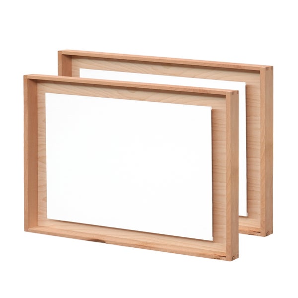 Schwebende Malplatte 2er Set 30x40 cm (LxB) Leinwand im Holzrahmen zum Bemalen naturfarben