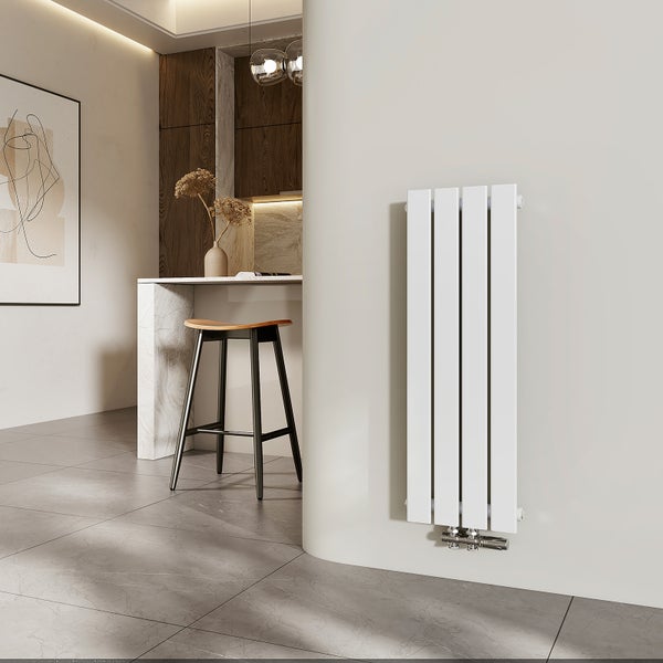 EMKE Heizkörper Flach Designheizkörper, Paneelheizkörper Vertikal, Einlagig, Mittelanschluss, 900x 300 mm, 403W Weiß