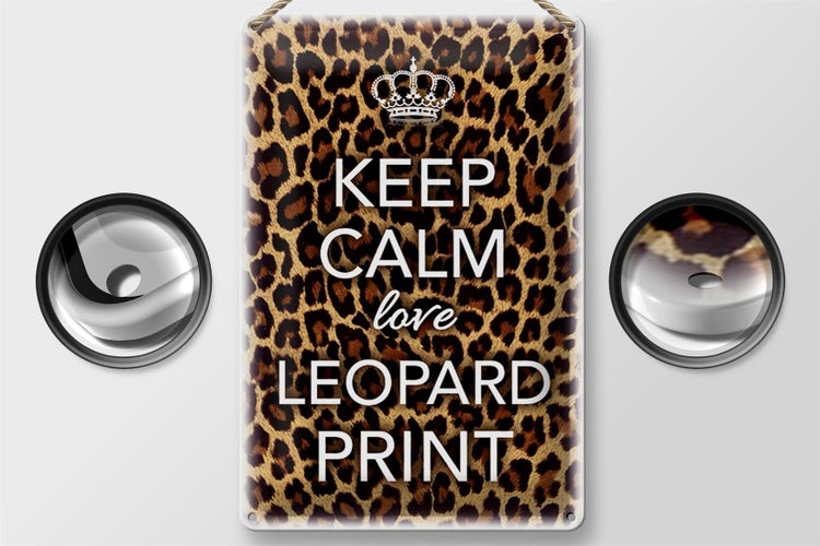 Blechschild Spruch 20x30cm Keep Calm love leopard print