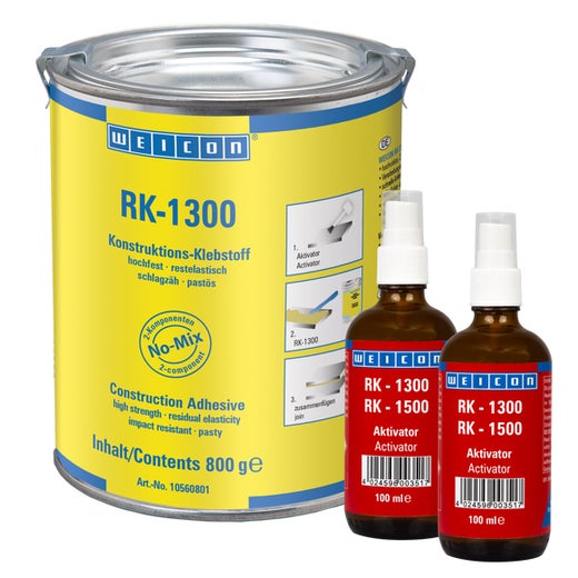 WEICON RK-1300 | Acrylat-Strukturklebstoff, pastöser No-Mix Klebstoff | 1 kg | beige, opak