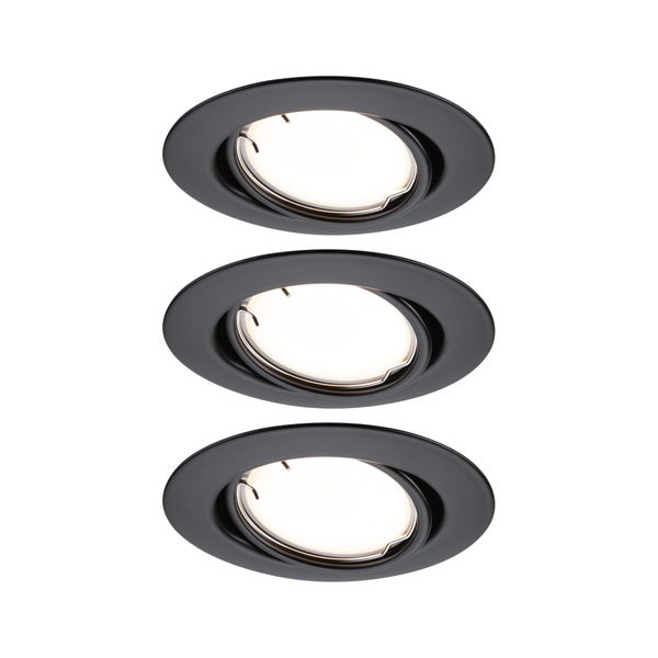 LED Einbauleuchte Smart Home Zigbee 3.0 Base Coin Basisset schwenkbar rund 90mm 20° Coin 3x4,9W 3x430lm 230V dimmbar 3000K Schwarz matt