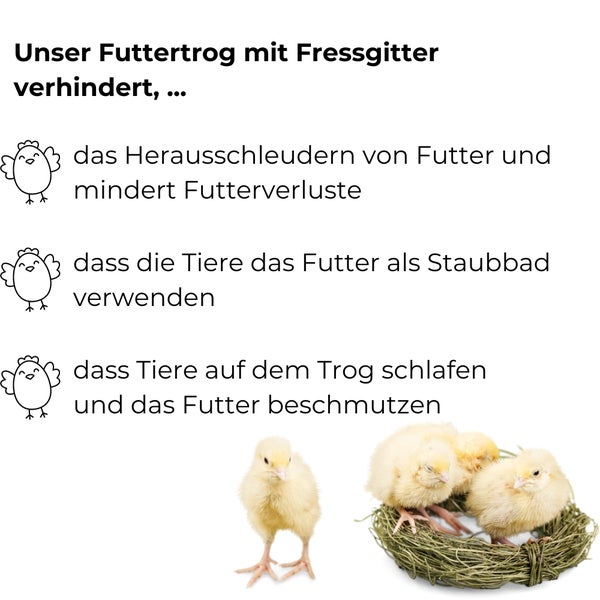 Futtertrog Metall Küken verzinkt 50 cm Gitter