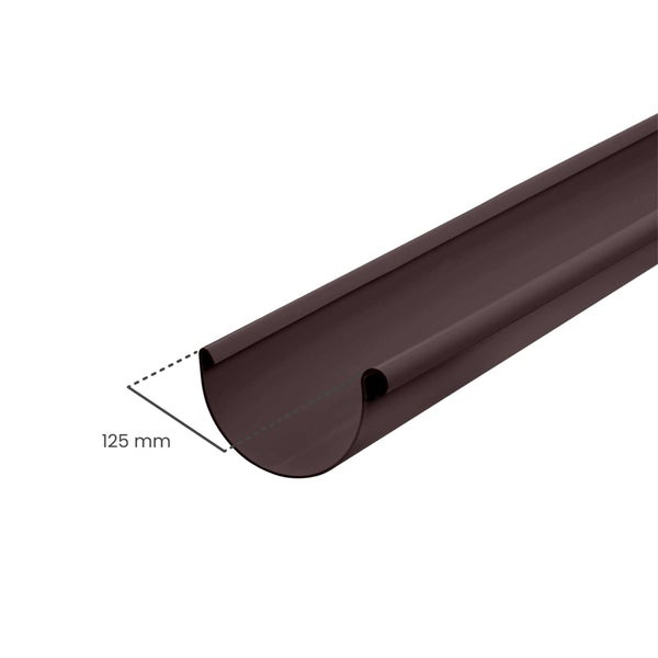 Halbrunde Dachrinne mit einem Durchmesser von 125 Millimetern.