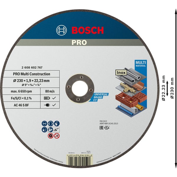Bosch PRO Multi Material Schleifscheibe 230 x 1,9 x 22,23 mm - 2608602767