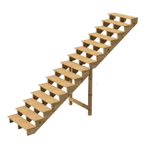 Außentreppe, Gartentreppe, Terrassentreppe  Holz Höhe 258cm 15 Stufen, Breite 100cm, OHNE Setzstufen