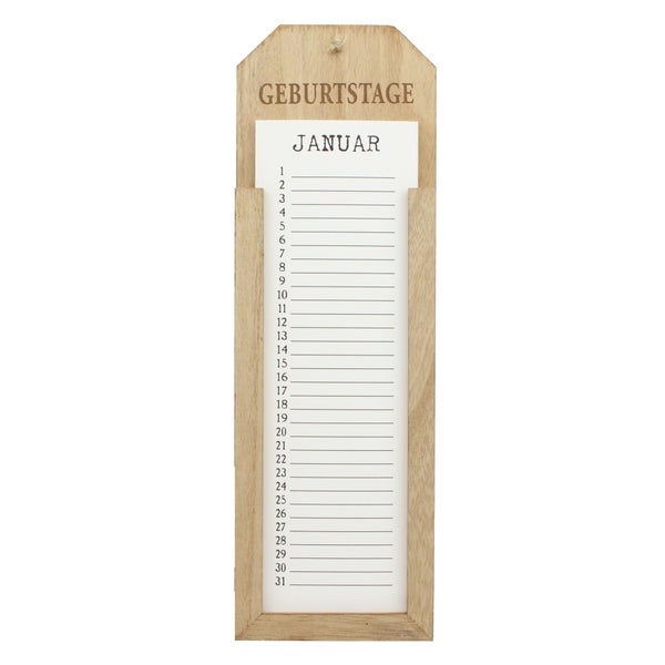 FRANK FLECHTWAREN | Memoboard Geburtstage, HOLZ, 12 x 38 cm