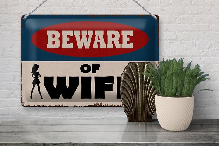Blechschild Spruch 30x20cm beware of Wife Schild