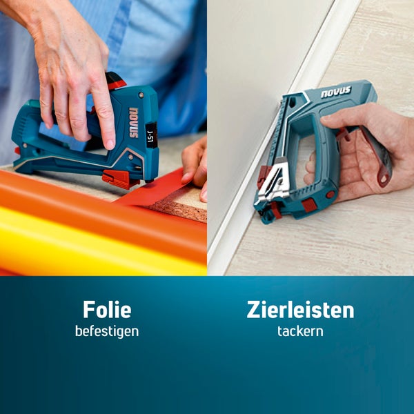 Novus Tools Handtacker J-51, Profi-Tacker aus Aluminium geeignet für Flachdrahtklammern 6-14 mm & Nägel 16mm 030-0450