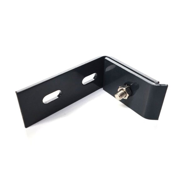 Schwarze Eckhalterung mit Schraube