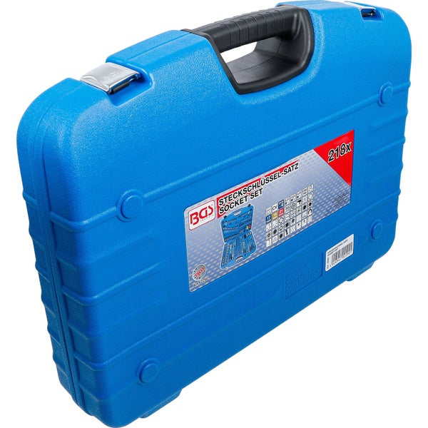 Steckschlüsselsatz mit 218 Teilen im blauen Werkzeugkoffer