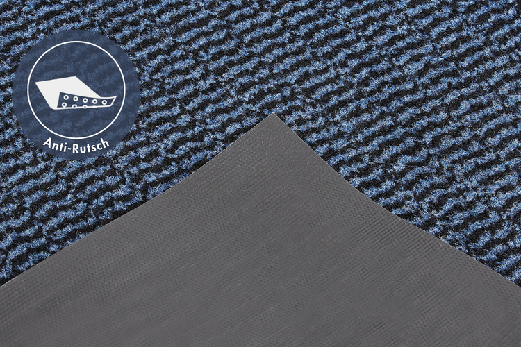 Fußmatte mit rutschfester Rückseite und Anti-Rutsch-Symbol