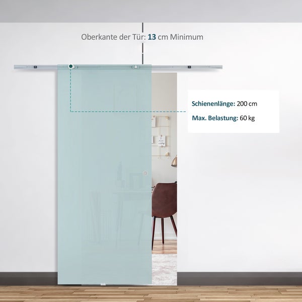 HOMCOM Glasschiebetür Schiebetür Glastür Zimmertür Mattglas 775 / 900 / 1025 x 2050 mm