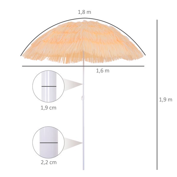 Outsunny Sonnenschirm Strand Ø160cm windfest stabil Strandschirm höhenverstellbar und neigbar UV-Schutz sturmfest Balkon-Schirm faltbarer Gartenschirm für Reisen, Strand, Balkon Beige