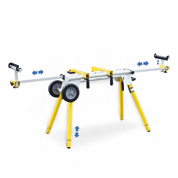 Sägebock mit Rollen, verstellbaren Beinen und Werkstückauflagen