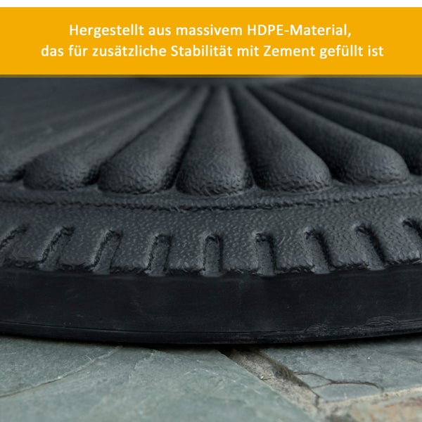 Outsunny Sonnenschirmständer 14 kg Schirmständer für Sonnenschirm rund Schirmstangen 35-48 mm Sonnenschirmfuß für Garten Terrasse Balkon Zement Ø49 cm Schwarz