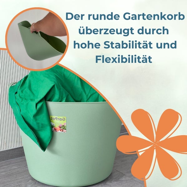 Gartenkorb mit grüner Plane für Gartenabfälle
