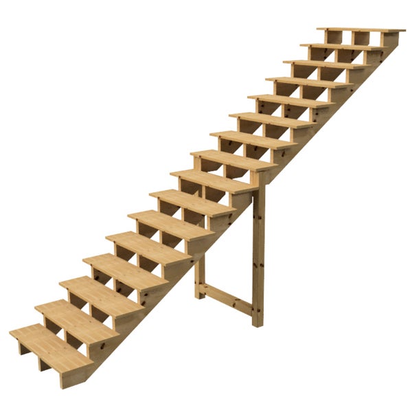 Holztreppe mit fünfzehn Stufen