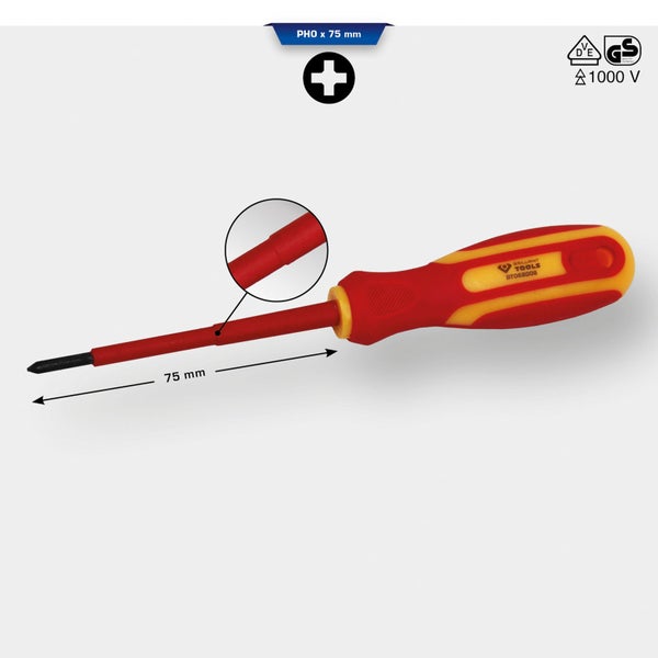 BRILLIANT TOOLS VDE Schraubendreher PH Phillips PH0 x 75 mm - BT068006