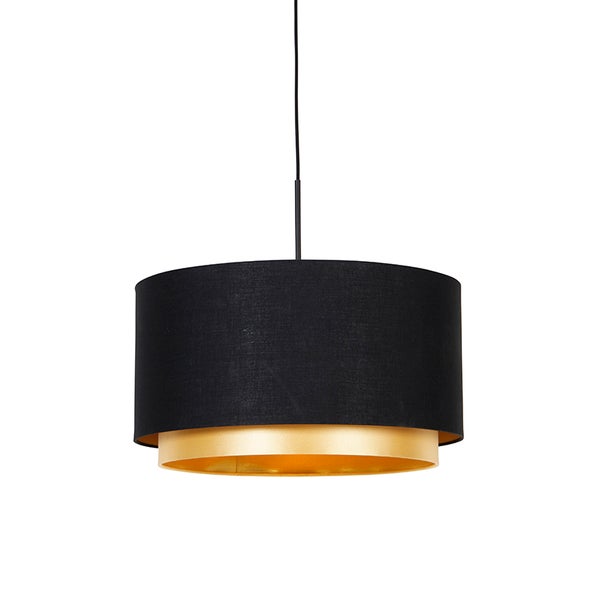 Moderne Hängelampe schwarz mit goldenem 47 cm Duo-Schirm - Combi