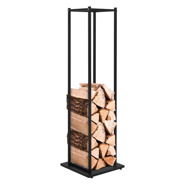 ML-Design Kaminholzregal 33x115x33 cm rechteckig, Schwarz, Metall, Innen/Außen, Brennholzregal Holzaufbewahrung aus beschichtetem Stahl, Kaminholzständer Kaminholzhalter Feuerholzregal für Kamin/Ofen