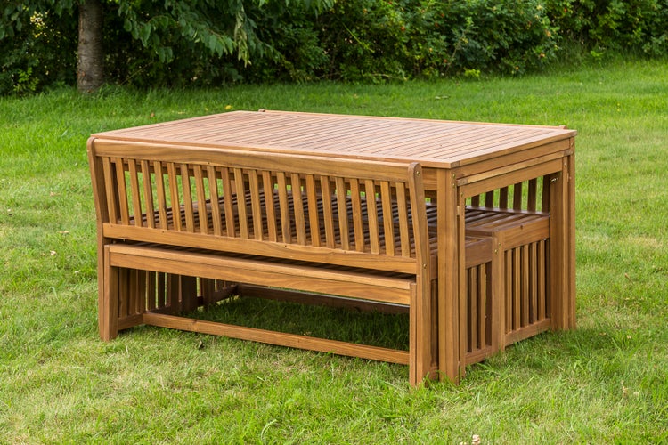 Hawaii Gartenmöbelset, 2 Bänke, 2 Tische, ineinander verstaubar