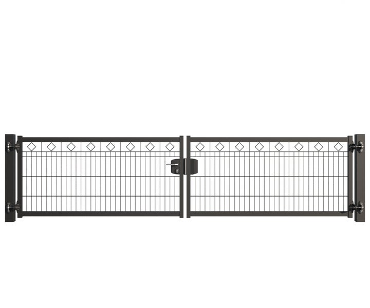 Doppelflügeltor Gartentor aus Metall mit Rautenmuster