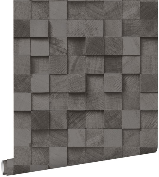 Tapete mit 3D-Holzwürfelmuster