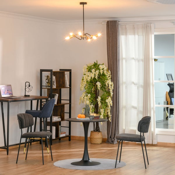 HOMCOM Hängelampe, 6-flammig, höhenverstellbar, mit E27 Lampenfassung, Ø48 x 120 cm, Metall, Schwarz+Gold