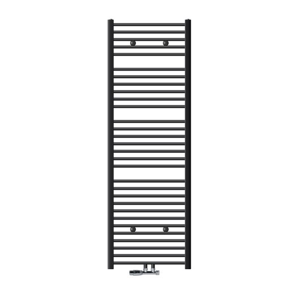 ECD Germany Badheizkörper Mittelanschluss 600 x 1800 mm Anthrazit gebogen mit Anschlussgarnitur inkl. Thermostat Eck Wand - Heizkörper Heizung Handtuchwärmer Handtuchtrockner Handtuchheizkörper